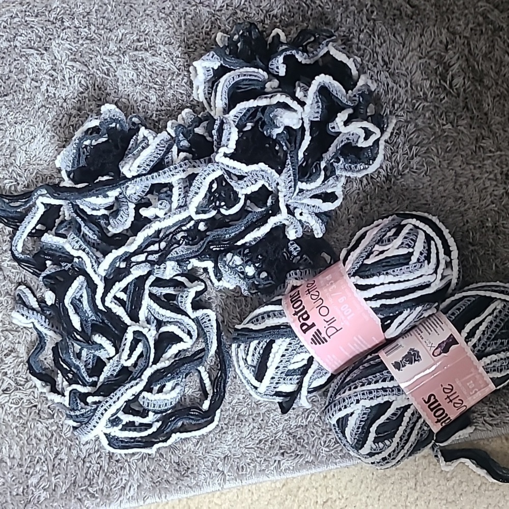 3 skeins Patons Pirouette yarn Night Sky color